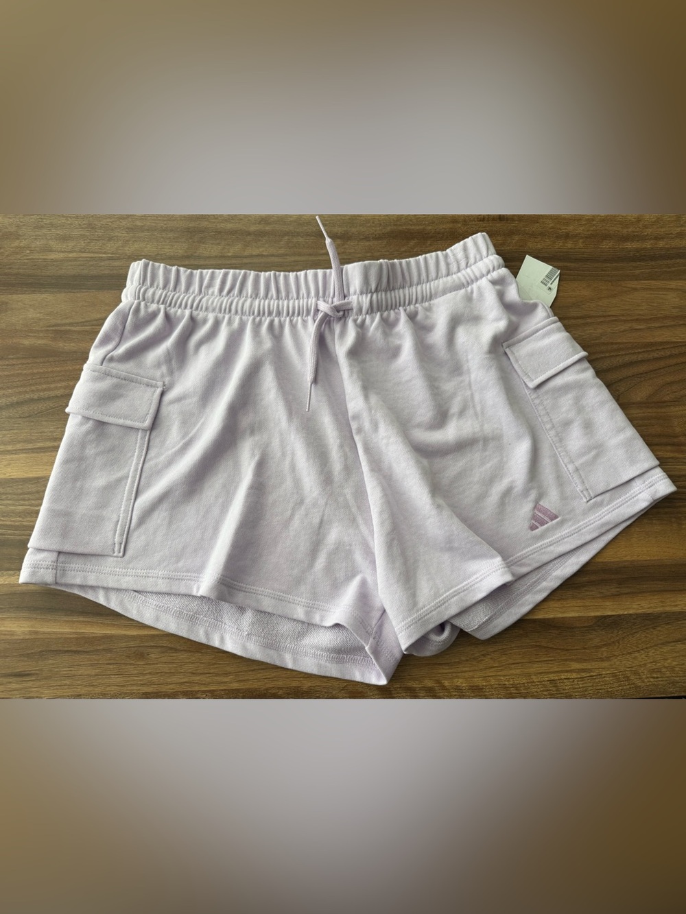 Adidas Lilac Purple Drawstring Cargo Lounge Sweat Shorts